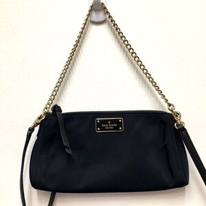 Kate Spade Small Nylon Crossbody Handbag Black Gold Y2K Style Classic Preppy